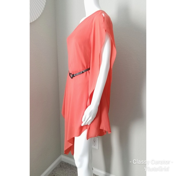 HALSTON HERITAGE coral asymmetrical dress - Picture 3 of 7